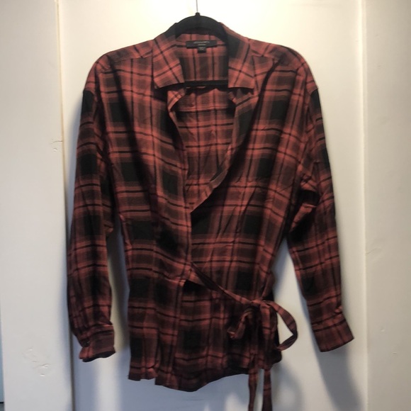 COPY - All Saints plaid medium size wrap top - Picture 1 of 6